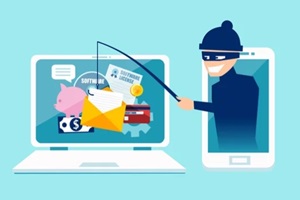 concept of phishing scam, hacker attack and web security